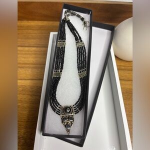 Tibetan Black Bead and Pendant Necklace NWT